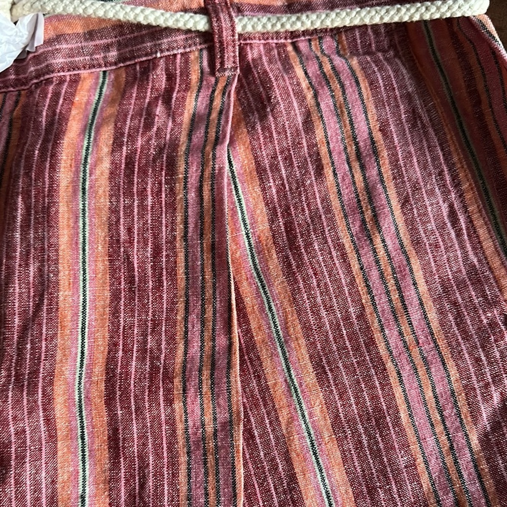 NWT J.Jill Striped Shorts, Sz 14, Rope Belt, Slash Side Pockets - Picture 5 of 9